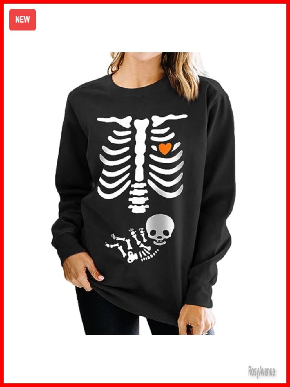 Halloween Maternity Sweatshirt X-Ray Skeleton Pregnancy Pullover Top